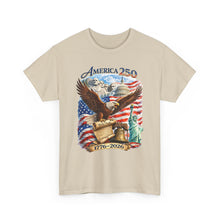 Load image into Gallery viewer, America 250 Patriotic T-Shirt — Eagle, Flag & Statue of Liberty 1776–2026