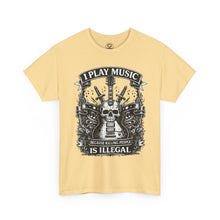 Load image into Gallery viewer, I Play Music Skull Guitar Tee — Rocker Guitarist Graphic T-Shirt