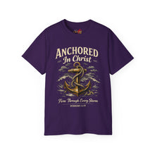Load image into Gallery viewer, Anchored in Christ T-Shirt – 'Firm Through Every Storm' Christian Anchor Tee (Hebrews 6:19)