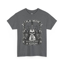 Load image into Gallery viewer, I Play Music Skull Guitar Tee — Rocker Guitarist Graphic T-Shirt