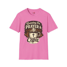 Load image into Gallery viewer, "Running on Prayer & Coffee" Christian Faith Tee