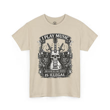 Load image into Gallery viewer, I Play Music Skull Guitar Tee — Rocker Guitarist Graphic T-Shirt