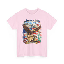 Load image into Gallery viewer, America 250 Patriotic T-Shirt — Eagle, Flag & Statue of Liberty 1776–2026