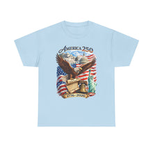 Load image into Gallery viewer, America 250 Patriotic T-Shirt — Eagle, Flag & Statue of Liberty 1776–2026