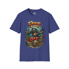 Load image into Gallery viewer, Dive Till You Die T-Shirt – Vintage Scuba Diver Skull Tee
