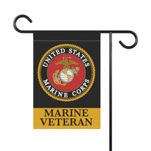 Load image into Gallery viewer, Marine Veteran Garden Flag — United States Marine Corps Emblem Outdoor Banner