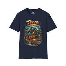 Load image into Gallery viewer, Dive Till You Die T-Shirt – Vintage Scuba Diver Skull Tee
