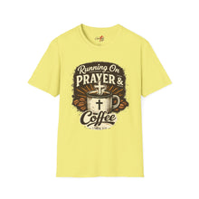 Load image into Gallery viewer, "Running on Prayer & Coffee" Christian Faith Tee