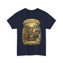 Load image into Gallery viewer, Tennessee Heritage T-Shirt — Guitar, Cotton & Cotton Gin Illustration