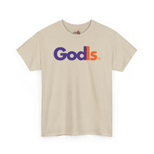 Load image into Gallery viewer, GodIs Logo T-Shirt — Bold Purple & Orange Faith Parody Tee