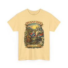 Load image into Gallery viewer, Tennessee Heritage T-Shirt — Guitar, Cotton & Cotton Gin Illustration