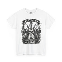 Load image into Gallery viewer, I Play Music Skull Guitar Tee — Rocker Guitarist Graphic T-Shirt