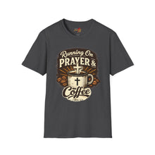 Load image into Gallery viewer, "Running on Prayer & Coffee" Christian Faith Tee
