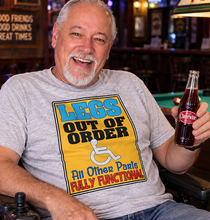 Load image into Gallery viewer, Legs Out of Order Funny Disability Tee — “All Other Parts Fully Functional”