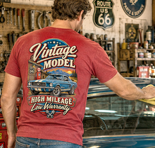 Load image into Gallery viewer, "Vintage Model: High Mileage Low Warranty" Classic Auto Graphic Tee