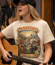 Load image into Gallery viewer, Tennessee Heritage T-Shirt — Guitar, Cotton & Cotton Gin Illustration
