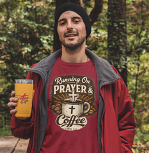 Load image into Gallery viewer, "Running on Prayer & Coffee" Christian Faith Tee