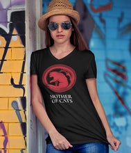 Load image into Gallery viewer, mother of cats v-neck - model