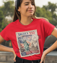 Load image into Gallery viewer, America 250 Stamp Graphic Tee — 1776–2026 Patriotic Fourth of July T-Shirt