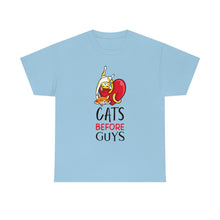 Load image into Gallery viewer, Cats Before Guys t-shirt - light blue