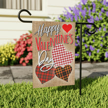 Load image into Gallery viewer, Valentine's Day Homespun Garden Flag - model 1