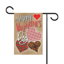 Load image into Gallery viewer, Valentine's Day Homespun Garden Flag - left