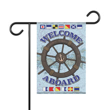 Load image into Gallery viewer, Welcome Aboard - nautical garden flag - front