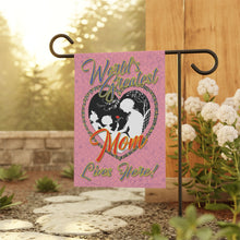 Load image into Gallery viewer, World's Greatest Mom garden flag - model