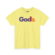 Load image into Gallery viewer, GodIs Logo T-Shirt — Bold Purple &amp; Orange Faith Parody Tee
