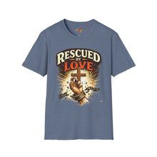 Load image into Gallery viewer, "Rescued By Love" Christian Graphic Tee
