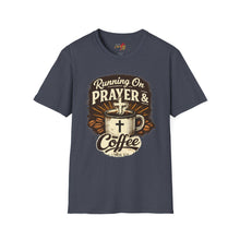 Load image into Gallery viewer, "Running on Prayer &amp; Coffee" Christian Faith Tee

