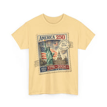 Load image into Gallery viewer, America 250 Stamp Graphic Tee — 1776–2026 Patriotic Fourth of July T-Shirt
