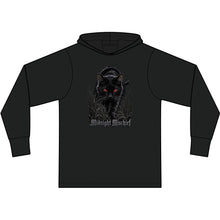 Load image into Gallery viewer, Midnight Mischief Black Hooded Long Sleeve Tee
