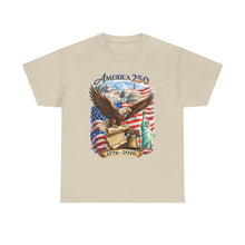 Load image into Gallery viewer, America 250 Patriotic T-Shirt — Eagle, Flag &amp; Statue of Liberty 1776–2026
