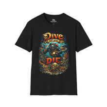 Load image into Gallery viewer, Dive Till You Die T-Shirt – Vintage Scuba Diver Skull Tee
