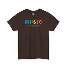 Load image into Gallery viewer, Music Is My Higher Power T‑Shirt — Colorful Retro Music Lover Tee
