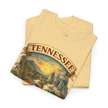 Load image into Gallery viewer, Tennessee Heritage T-Shirt — Guitar, Cotton &amp; Cotton Gin Illustration

