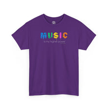 Load image into Gallery viewer, Music Is My Higher Power T‑Shirt — Colorful Retro Music Lover Tee

