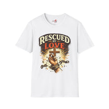 Load image into Gallery viewer, "Rescued By Love" Christian Graphic Tee
