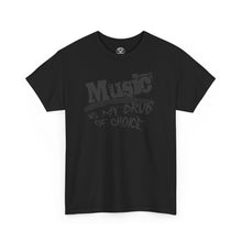 Load image into Gallery viewer, Music Is My Drug Tee — Black Graphic Music Lover T-Shirt
