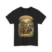 Load image into Gallery viewer, Tennessee Heritage T-Shirt — Guitar, Cotton &amp; Cotton Gin Illustration
