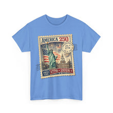 Load image into Gallery viewer, America 250 Stamp Graphic Tee — 1776–2026 Patriotic Fourth of July T-Shirt
