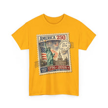 Load image into Gallery viewer, America 250 Stamp Graphic Tee — 1776–2026 Patriotic Fourth of July T-Shirt
