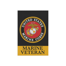 Load image into Gallery viewer, Marine Veteran Garden Flag — United States Marine Corps Emblem Outdoor Banner
