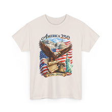 Load image into Gallery viewer, America 250 Patriotic T-Shirt — Eagle, Flag &amp; Statue of Liberty 1776–2026
