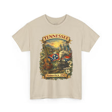 Load image into Gallery viewer, Tennessee Heritage T-Shirt — Guitar, Cotton &amp; Cotton Gin Illustration
