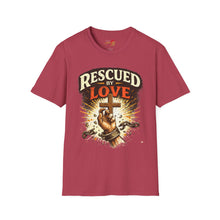 Load image into Gallery viewer, "Rescued By Love" Christian Graphic Tee
