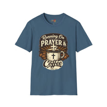Load image into Gallery viewer, "Running on Prayer &amp; Coffee" Christian Faith Tee
