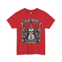 Load image into Gallery viewer, I Play Music Skull Guitar Tee — Rocker Guitarist Graphic T-Shirt
