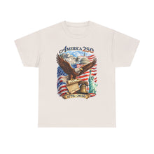 Load image into Gallery viewer, America 250 Patriotic T-Shirt — Eagle, Flag &amp; Statue of Liberty 1776–2026

